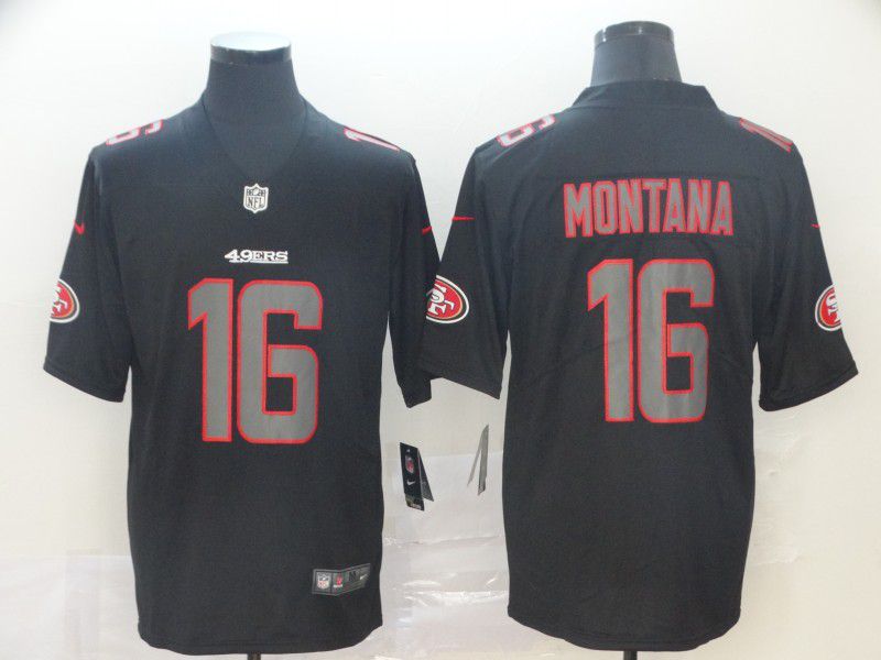 Men San Francisco 49ers #16 Montana Nike Fashion Impact Black Color Rush Limited NFL Jerseys->san francisco 49ers->NFL Jersey